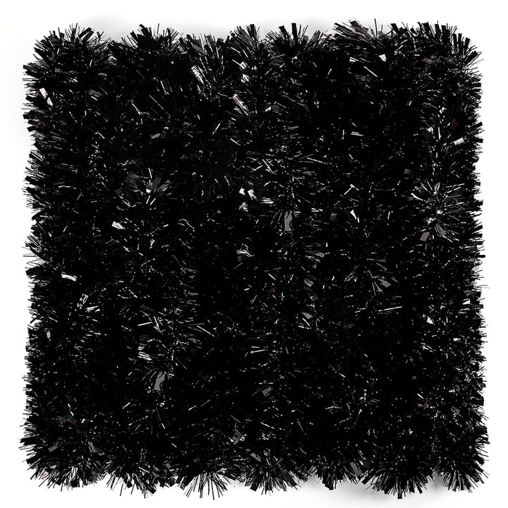 FOIMAS 33FT Black Tinsel Garland,Halloween Metallic Tinsel Garland Twisted Hanging Garland for Halloween Christmas Tree Fireplace Home Decoration