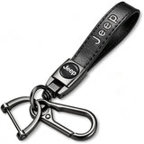 NASKEE Genuine Leather Key Chain for Jeep Wrangler Compass Cherokee Renegade Patriot Grand Commande Keychain KeyRing for Men and Woean Accessories Black