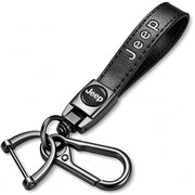 NASKEE Genuine Leather Key Chain for Jeep Wrangler Compass Cherokee Renegade Patriot Grand Commande Keychain KeyRing for Men and Woean Accessories Black