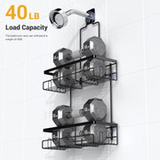 Hanging Shower Caddy Over Showerhead - Rustproof No Drill Shower Organizer | Includes Soap Holder and Hooks for Shampoo, Conditioner, and Bathroom Essentials with Quick Drainage Design