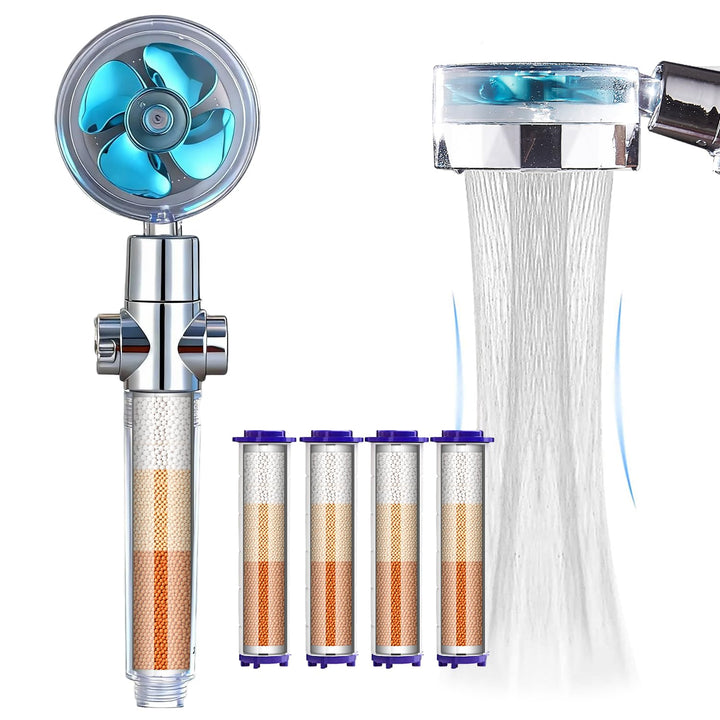 CWPW High Pressure Handheld Showerhead with filters,Vortex hydro jet Turbo | ON/OFF Switch,With Filters for Hard Water,Turbo Propeller,Reduces Dry Itchy Skin Built-in Power Wash,360 Degrees Rotating