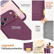 Vooii Magnetic for iPhone 18 Pro Max Case 6.9" Silicone, Burgundy | Compatible with Magsafe, Full Camera Protection, Soft Microfiber Lining, Shockproof Case for iPhone 18 Pro Max Cherry Red