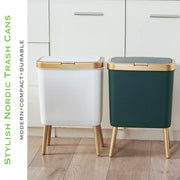 Procade 4 Gallon Bathroom Trash Can with Lid,Slim White and Gold Trash Bin | Bedroom Garbage can with Legs,Plastic Dog Proof Wastebaskets, Room Decor Bin for Kitchen,Office,Dorm,Laundry,Restroom,Rv