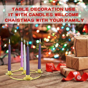 Advent Wreath Candle Holder, Christmas Candle Rings for Tapered Candles | Advent Wreath 5 candle Holder for Christmas Festival Home Party Church Decor, Gold