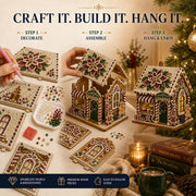 3D Wooden Christmas House Diamond Art Kit, Pearl Rhinestone DIY Ornament | Pearl Ornament, Diamond Painting, Holiday Decor, 3D Design, Adult Craft Kit