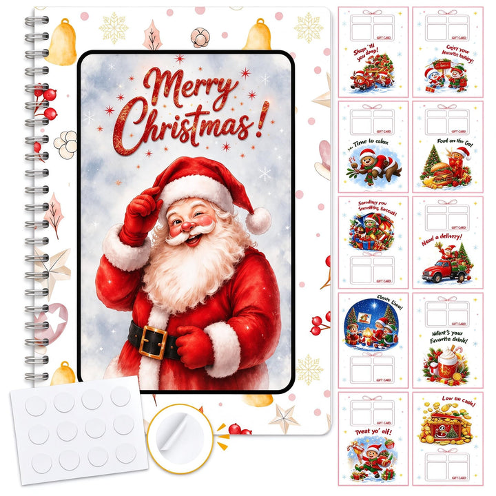 Christmas Gift Card Book for Adults- 5x7 Merry Christmas Giftcard Booklet | Christmas Festive Designs |10 Themed Pages |DIY Spiral Binding |Add Cards, Cash, Coupons | Write-In Notes