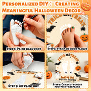 My First Halloween Sign Baby's First Halloween Wooden DIY Footprint Keepsake Kit Nursery Decor Baby Milestone Card Funny Trick or Treat Smell My Feet Photoshoot Prop Gifts for Baby Showers