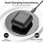 TOZO T6 Wireless Earbuds Bluetooth 5.3 Stereo Sound in Ear Headphones | OrigX Stereo Deep Bass, 40H Playtime, Lighter Ear buds, IPX8 Waterproof, wireless Charging Case, 32 EQs via APP Dark Black