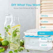 DOQAUS Ice Cube Tray with Lid and Bin,4 Pack Ice Cube Trays for Freezer | Silicone,Stackable. Easy Release Trays with Storage Bin & Scoop. Ideal for Freezer, Kitchen, RV, Cocktail, Coffee.