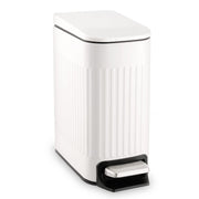 TrashAid Slim Bathroom Trash Can with Lid Soft Close & Pedal, 1.6Gal, White | Removable Inner Bucket, Stainless Steel Garbage Can, Small Wastebasket for Toilet/Office/Bedroom, Retro Design, Odor Control