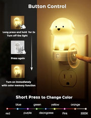 L LOHAS LED Plug in Night Light for Kids, 3D Cute Puppy Night Light | Dusk to Dawn Sensor, RGB+Soft White 3000K Dog Night Light, Christmas Birthday Gift Nightlight for Kids, Room Decor