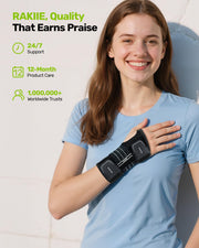 Rakiie Carpal Tunnel Wrist Brace Ergonomic Night Splint, Gray | Breathable Fabric, 3 Metal Stabilizer, Ideal For Work, Arthritis, Tendonitis Relief, Fits Men Women, Right Hand Medium