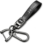 NASKEE Genuine Leather Key Chain for Jeep Wrangler Compass Cherokee Renegade Patriot Grand Commande Keychain KeyRing for Men and Woean Accessories Black