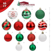 SHareconn 66Pcs Christmas Tree Decorations, Christmas Tree Ornaments Set