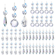 44 Pack Chandelier Crystal Replacement, Clear Crystal Prism for Chandeliers | K9 Glass Sparkling, 38mm 20mm Bead Prism, Rainbow Reflection, Easy Hang Hook, Crystals for Chandeliers Wedding Christmas Tree