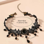 Fesciory Black Necklace for Women, Adjustable Daily Goth Jewelry Gift | Adjustable Fit, Close-Fit Black Necklace, Lace Velvet Beaded or Pendant Styles, Goth 90s Y2K Looks, Halloween & Party Wear