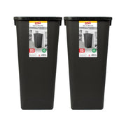 Glad Open Top Plastic Trash Cans | 12 Gallon, Black | 2 Pack