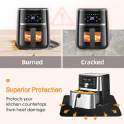 Amerbro 2 PCS Heat Resistant Mats for Countertop Air Fryer, 18x15in, Black | 1022 ℉ Fireproof mat, air fryer accessories for ninja, cosori, waterproof hot pads for kitchen toaster, oven, coffee maker