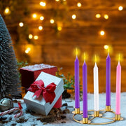 Newtay 1 Pack Christmas Advent Wreath Candle Holder, 5 Candle, Gold | 8.5 Inch Advent Wreath Ring Table Decoration Xmas Metal Ring Table Centerpiece for Holiday Christmas Home Decor