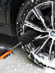 SPTA Supreme Wheel Brush, Medium and Large 100% Metal-Free Car Rim Cleaning Brush with Thick Plush Microfiber Head, Long Handle Tire Brush for Custom Alloy, Chrome, Painted Rims & Inner Wheel Barrels