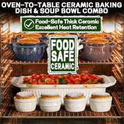 Artena Baking Dish 5.1 Quarts, Casserole Dishes For Oven, Baking Pan With Handles, Lasagna Pan Deep, Large Casserole Dish, Rectangular Ceramic Bakeware (White, With Lid)