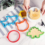 Kamehame Silicone Pancake Molds for Shark, Round, Cat, Dinosaur Shape Pancakes, 4 Pack Nonstick Pancake Shaper for kids, Fun Shapes Cake Ring Mold for Griddle Cooking