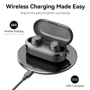 TOZO T10 Wireless Earbuds Powerful Bass Stereo Wireless Charging, APP, IPX8 | Waterproof, 55H Playtime, Ergonomic Design In Ear buds, App Customize EQ, Bluetooth 5.3 Headphones for Work, Travel, Black