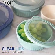 COOK WITH COLOR Prep Bowls with Lids- Wide and Deep Nesting Plastic Small Mixing Bowl Set with Lids, 8 Piece Set - Wide Bowls, Blue