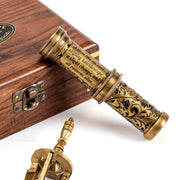 Antique Brass Kaleidoscope Gift for Men, Kids and Adults, Vintage Collectibles for Birthday, Christmas Any Occasion, Unique Gift Idea (with Tripod)