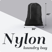 Handy Laundry Bags Nylon Extra Large - Heavy Duty - 2-Pack, Black | Wash Bags with Locking Drawstring - Machine Washable, Tear-Resistant Sacks for Hampers, Travel & Storage