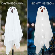 Solar Halloween Ghost Pathway Lights - 6Pack Waterproof Ghost Lights with 8 Modes for Outdoor Yard Porch Garden Lawn Halloween Pathway Decor, White