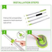Ordenado 62" Car Wash Brush kit with Long Handle & Scratch-Free Refill Head | Chenille Microfiber Car Wash Mop Mitt, Car Washing Stick, Car Clean Brush Kit, Car Cleaning Supplies for RV Truck Boat, Green