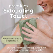 MainBasics Japanese Deep Exfoliating Shower Towel, 3 Pack, Earthy Love | Japanese Nylon, Body Washcloth, Textured for Effective Exfoliation, Quick-Dry, Durable, Helps Reveal Smoother Skin