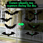 12Pcs Large Halloween Hanging Bats Decorations Outdoor, Flying Bats with Glowing Eyes for Halloween Tree Hanging Decorations Outside