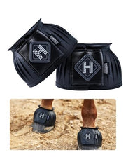 Harrison Howard Rubber Pull-on Bell Boots, Hoof Overreach Protection | 2/pack & 4/pack Options, Extra Thick Rubber for Durability, Upgraded Leather Touch Tape, Hoof Impact Guard, Horse Bell Boots