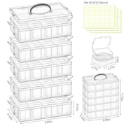 DILIBRA Bead Organizer Box, 5-Tier Stackable 140 Pcs Craft Storage Boxes | Portable Plastic Cases with Lids, Mini Bead Storage Containers for Jewelry Making Bracelets DIY Diamonds Nail Art Charms