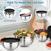 YJSLICT Stainless Steel Mixing Bowls with Lids, 7-Piece Nesting Bowl Set | 7 Sizes: 0.7–4.5 QT, Stackable Stainless Steel Mixing Bowls with Lids for Baking, Prep, Serving and Storage