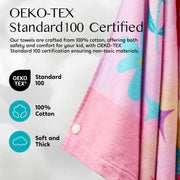 Joiedomi Unicorn Hooded Towels for Kids Soft 100% Cotton Kids Beach Towel 30" x 50" for 3-8 Years Boy Girl Beach Hooded Poncho Absorbent Pool Toddler Swim Bath Wrap