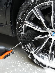 SPTA Supreme Wheel Brush, Medium and Large 100% Metal-Free Car Rim Cleaning Brush with Thick Plush Microfiber Head, Long Handle Tire Brush for Custom Alloy, Chrome, Painted Rims & Inner Wheel Barrels