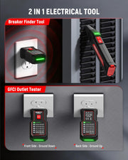 KAIWEETS Circuit Breaker Finder Tool Kit, GFCI Outlet Tester with Dual LED | Dual-Sided LED Indicators, Electrical Circuit Tracer Tool with Flashlight, Includes Carrying Case and Adapters- KT302P