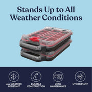 Keter Stack N' Roll 2 Pack Half Organizer Storage Box | Adjustable Dividers, Transparent Lid, IP54 Water Resistant Parts Organizer, Modular Tool Storage System