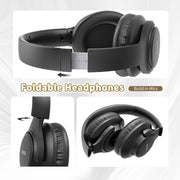 KVIDIO Bluetooth Headphones Wireless Over Ear Headsets 65H Playtime | Deep Bass, HiFi Stereo, Bluetooth 6.0, Microphone, Comfortable Fit, Foldable, Lightweight, Low Latency for Travel Home Office
