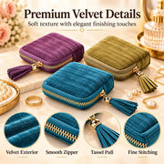 3-Pack 2027 New Model Jewelry Zipper Pouch, Travel Jewelry Organizer | 3-Piece Set Soft Velvet Jewelry Case, 6 Individual Pockets, Anti Tangling & Scratching,Travel & Gift Use