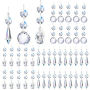 44 Pack Chandelier Crystal Replacement, Clear Crystal Prism for Chandeliers | K9 Glass Sparkling, 38mm 20mm Bead Prism, Rainbow Reflection, Easy Hang Hook, Crystals for Chandeliers Wedding Christmas Tree