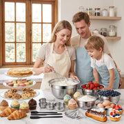 WEPSEN Mixing Bowls Set, 25PCS Stainless Steel Mixing Bowl with Lid Set, Large Nesting Bowls 7, 4.5, 3,2, 1.5QT, Measuring Cups and Spoons Baking Utensils Metal Bowl for Kitchen Prep