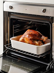 LE TAUCI Ceramic Casserole Dishes for Oven with 304 Racks, Set of 3, White | Rectangular Baking Dishes, 304 Stainless Racks, Oven Safe to 500°F (4.6/3.0/1.6 Qt, 15.7"/13.1"/10.3")