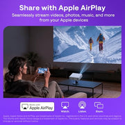 Aurzen Roku TV D1R Smart Portable Outdoor Projector with WiFi and Bluetooth | Roku TV Built-in, All Top Apps, 1080P FHD, DoIby Audio, Auto Focus & Keystone, Zoom, Mini Projector for Home & Outdoor Movies