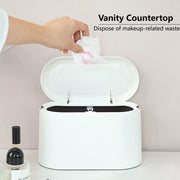 SUBEKYU Mini Trash Can with Lid,Small Desk Garbage Can,White 0.56 Gal | Countertop Mini Garbage Cans for Office Kitchen Coffee Table,Tiny Waste Basket,Bonus: 3 Rolls of Garbage Bags