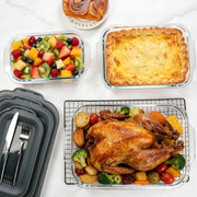 M MCIRCO 6 Piece Extra Deep Glass Baking Dish with Lids, BPA free | Rectangular Glass Bakeware Set, Baking Pans for Lasagna, Casserole Dishes, Microwave, Oven, Freezer, Dishwasher