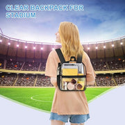 Clear Backpack for Stadium Events Stadium Approved Sports Fan Backpacks | Mini Small Clear Bag 12x12x6 Heavy Duty with Front Pocket for Sport Concert Work Travel（Nylon Shoulder Straps,Black）